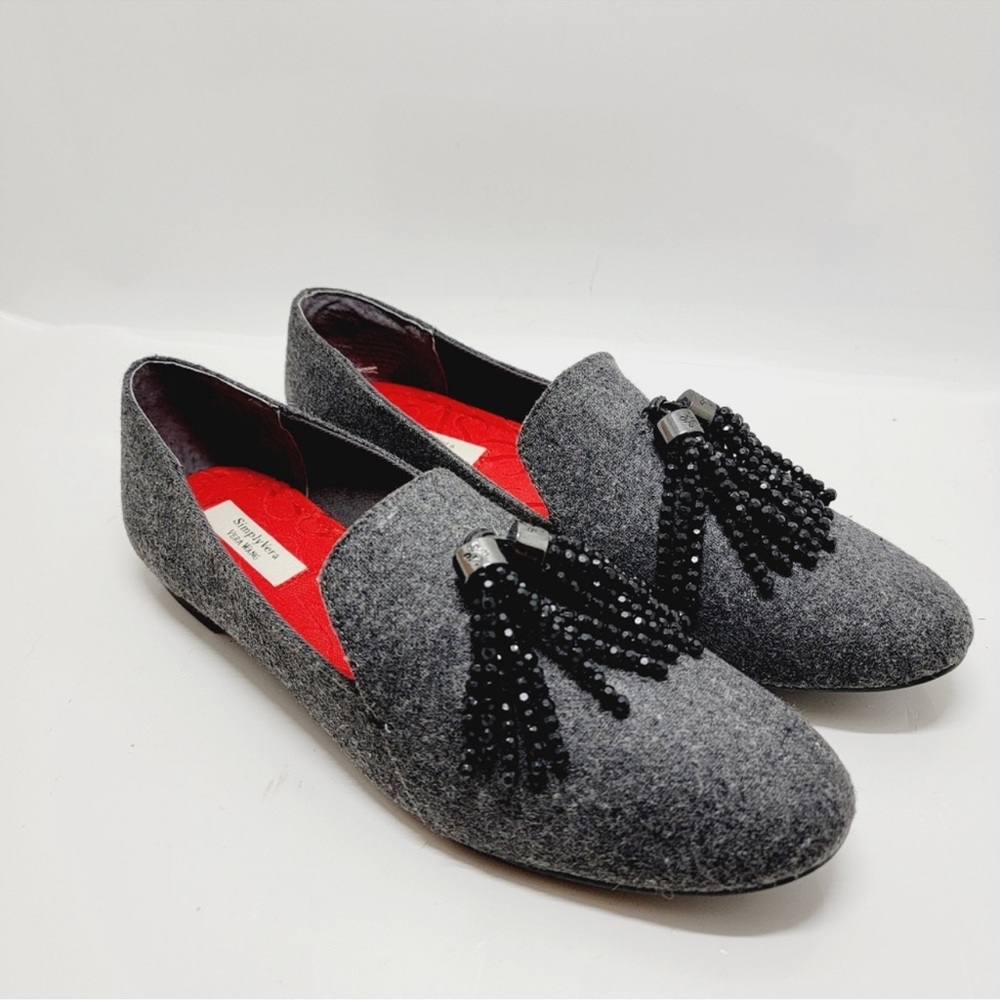 Simply Vera Vera Wang Women's Sz 8.5 Wool Black Beaded Tassels Loafer Sh…